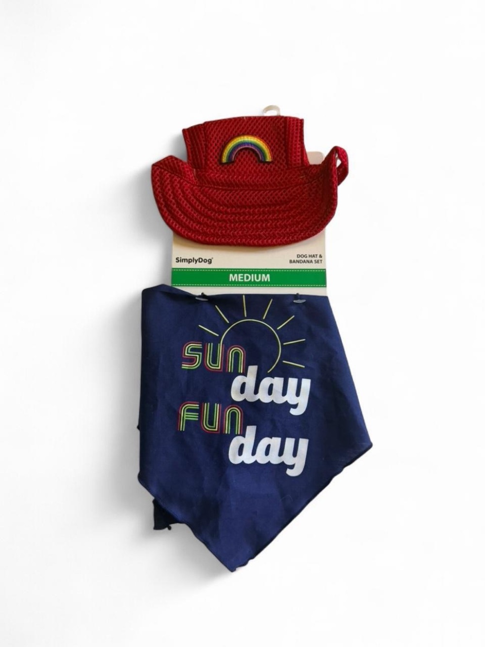 SUN DAY FUN DAY! Adorable SimplyDog Medium Dog Hat & Bandana Set 🌈